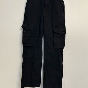 TNA Women's Black Flare Cargo Jeans